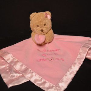 Okie Dokie Pink Teddy Lovey Blanket Rattle Girls